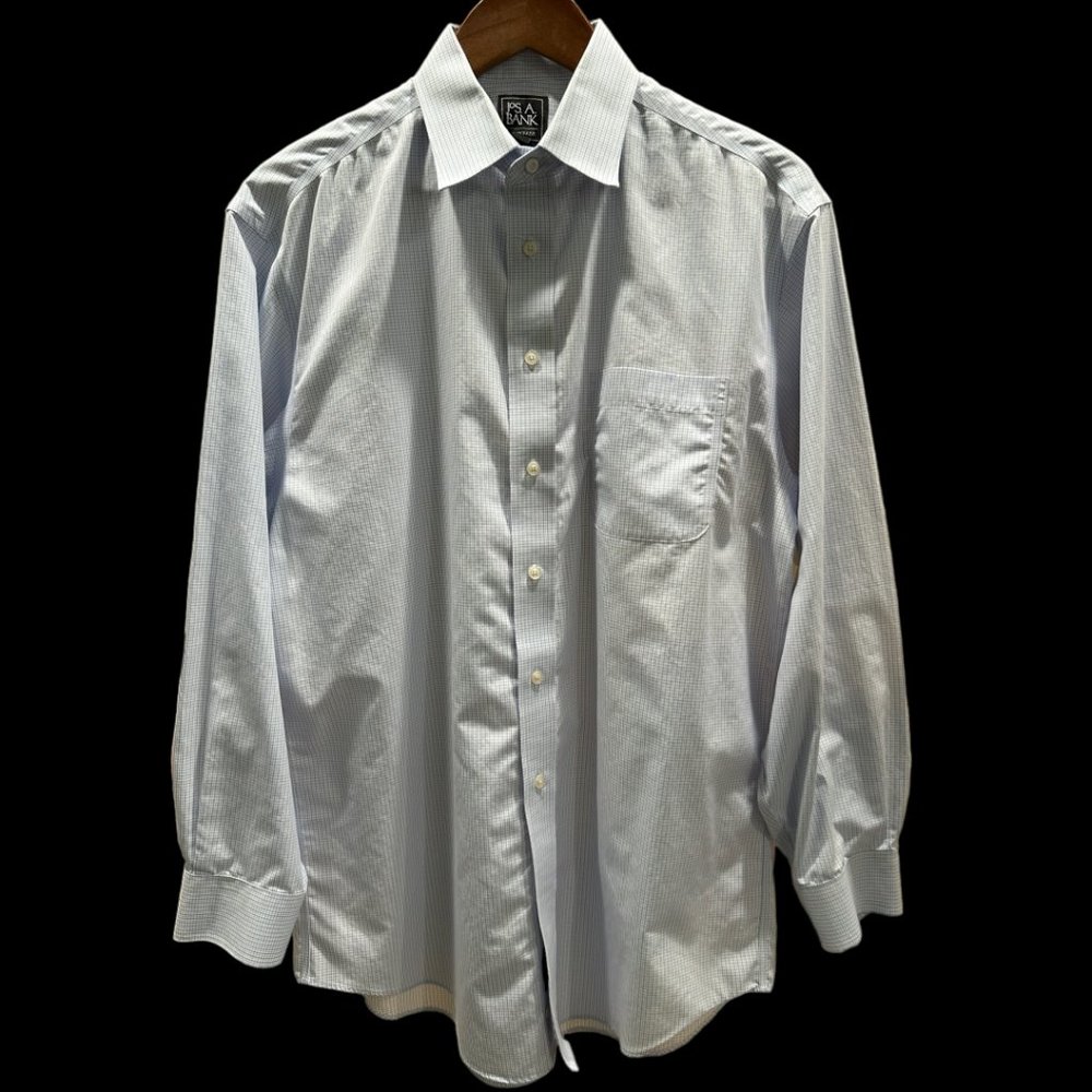 DONATED Jos. A. Bank Traveler Point Collar Blue Check Dress Shirt